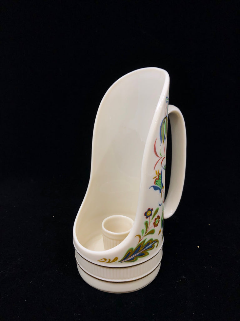 LENOX BLUE/GREEN FLORAL CANDLESTICK HOLDER.