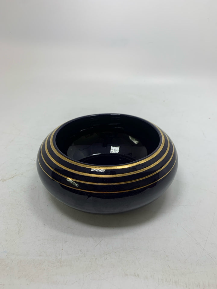 COBALT BLUE BOWL W/ GOLD RINGS.