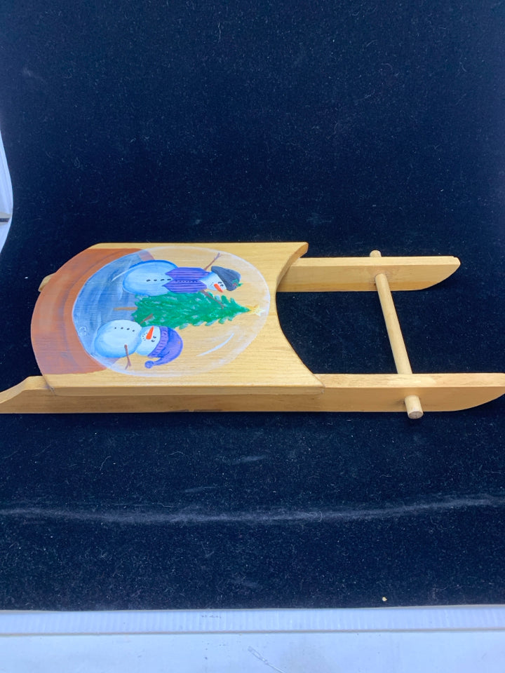 SNOWMAN PAINTED SMALL SLED.