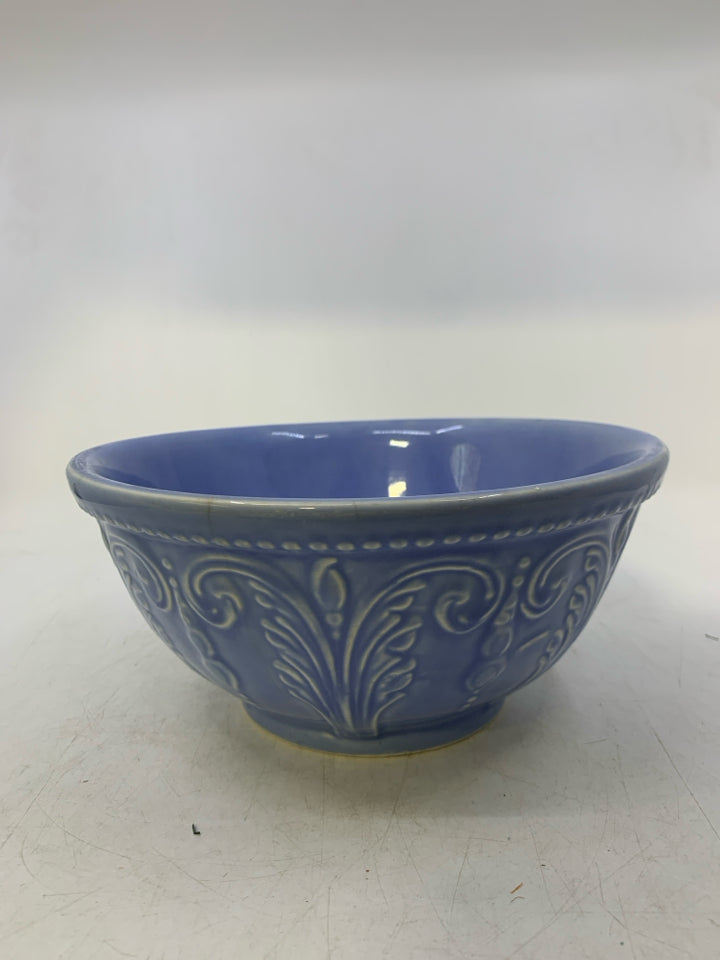 VTG STONEWARE SCROLL & LEAF DESIGN BOWL.