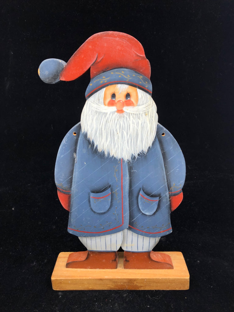 WOOD PAINTED STANDING SANTA TABLE DECOR.