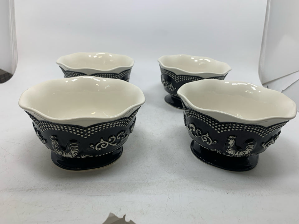4 FOOTED DOODLE DOO BOWLS.