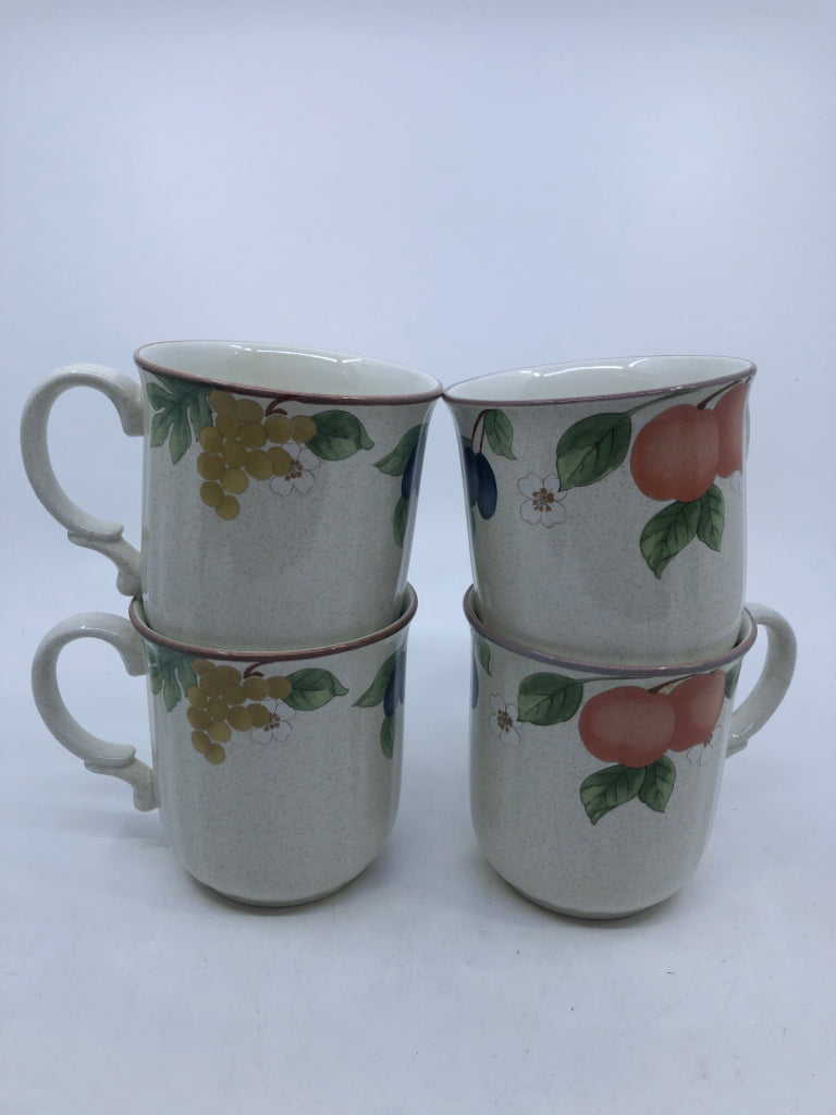 4 MIKASA FRUIT PANORAMA PATTERN MUGS.