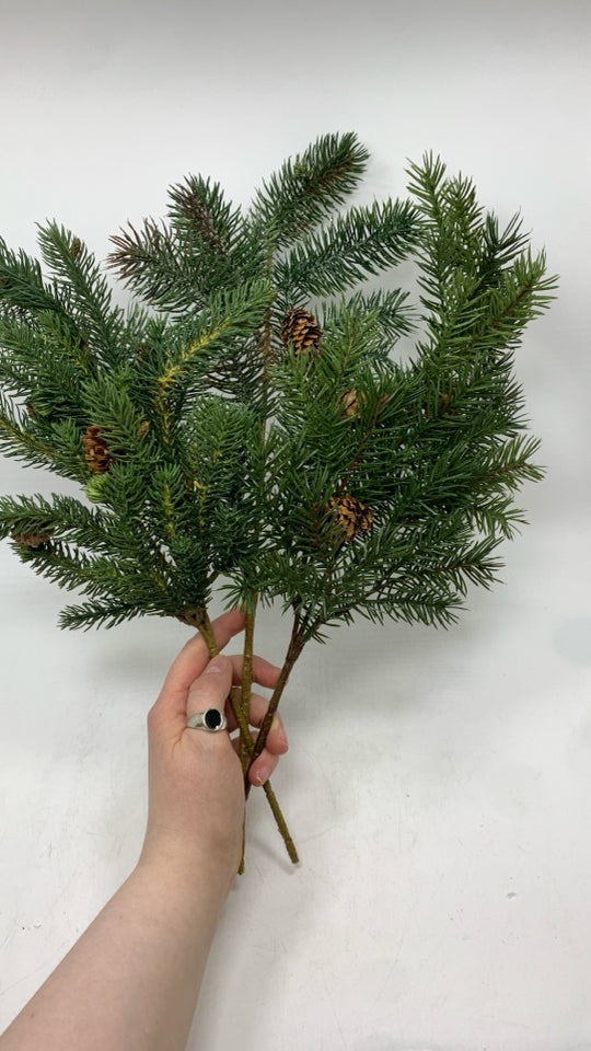 FAUX PINE BRANCHES W/ PINECONES-BUNDLE OF 3.