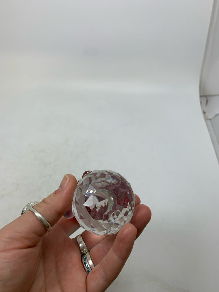 TEXTURED GLASS SNOWMAN W/ SANTA HAT.