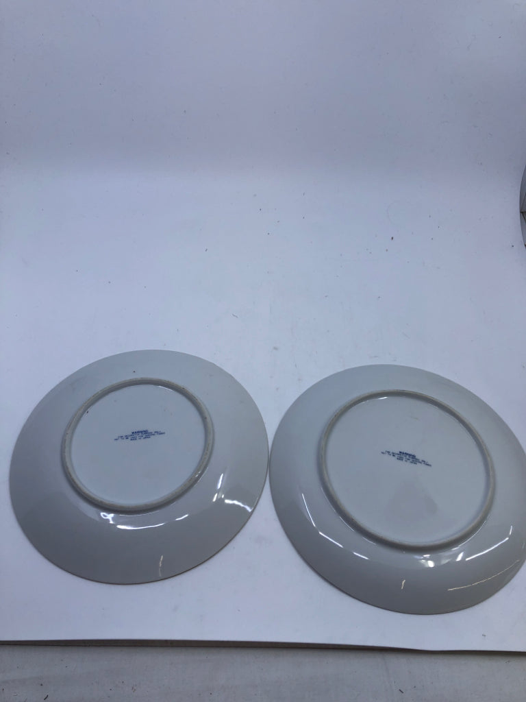 2 BLUE WINTER SCENE DECOR PLATES.
