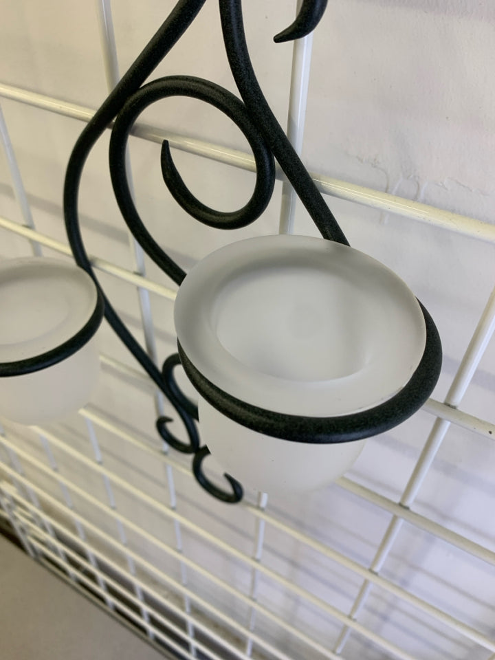 METAL SCROLL CANDLE HOLDER WALL SCONCE.