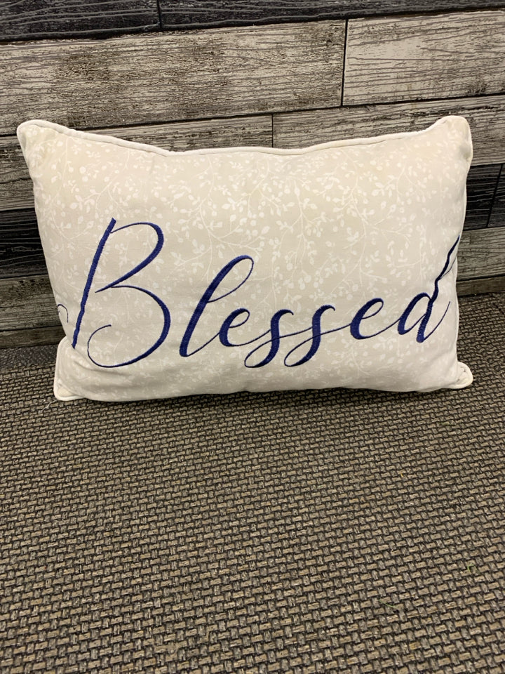 BLESSED CREAM RECTANGLE PILLOW.