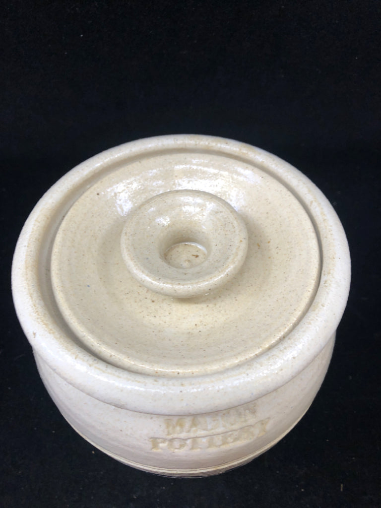 MEDIUM MAHON POTTERY CANISTER W/ LID.