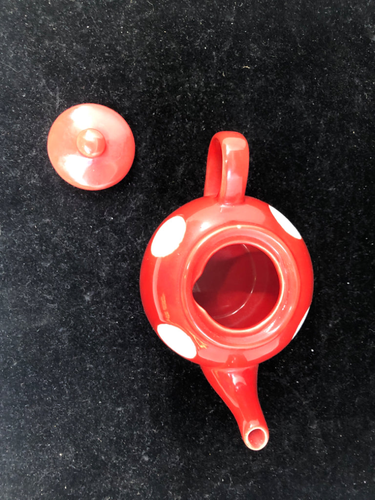 SMALL RED POLKA DOT TEAPOT.