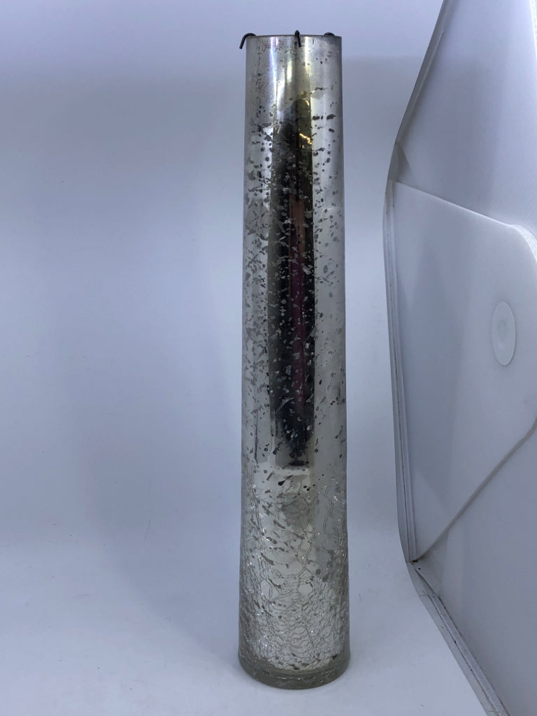 TALL MERCURY GLASS TEA LIGHT HOLDER.