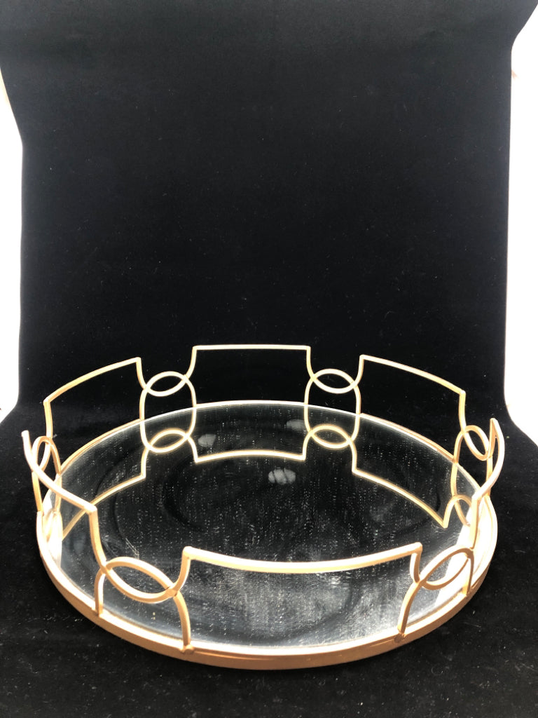 ROUND GOLD MIRROR TRAY DECOR.