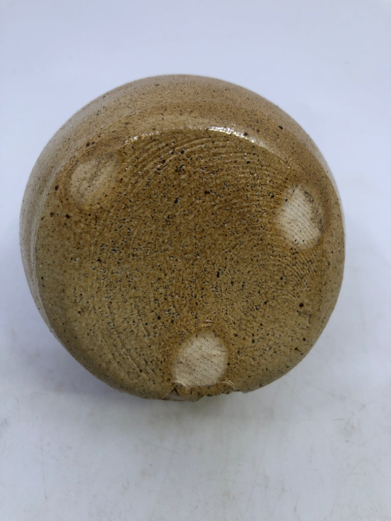 BROWN, TAN, BLUE JAPANESE POTTERY TEAPOT.