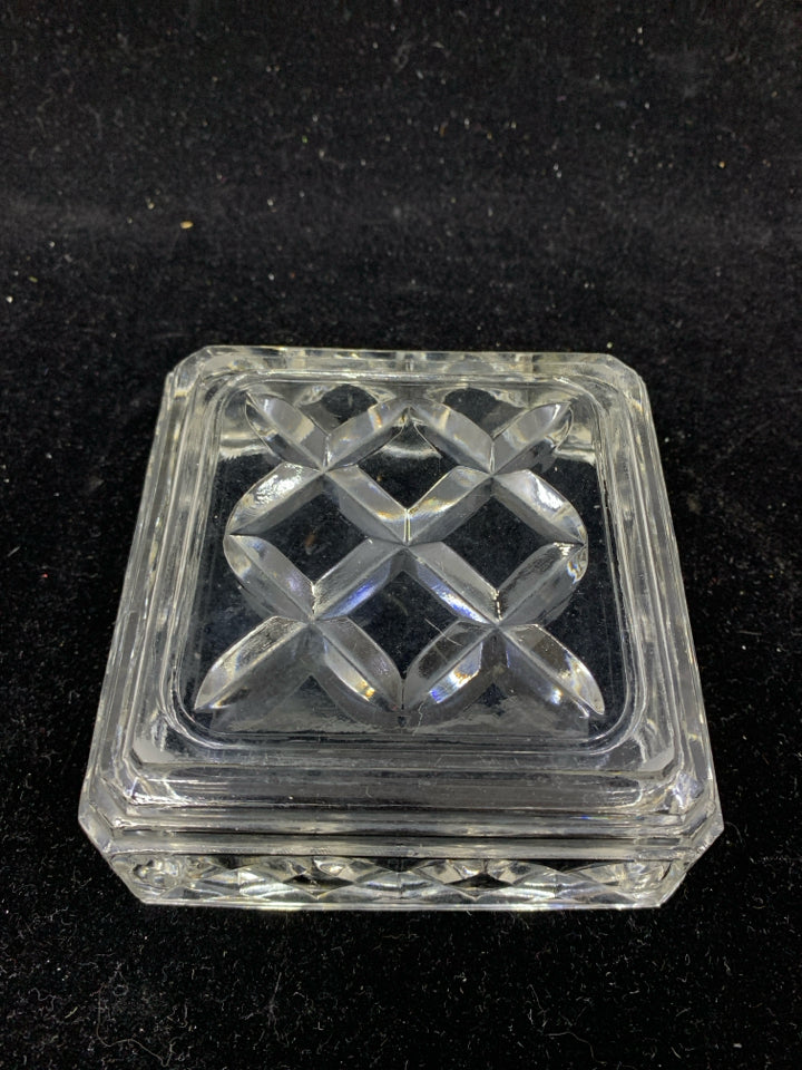 SQUARE CUT GLASS DISH.