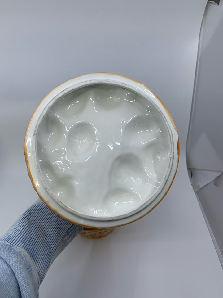 CERAMIC EASTER BASKET W/ BUNNIES/EGGS.