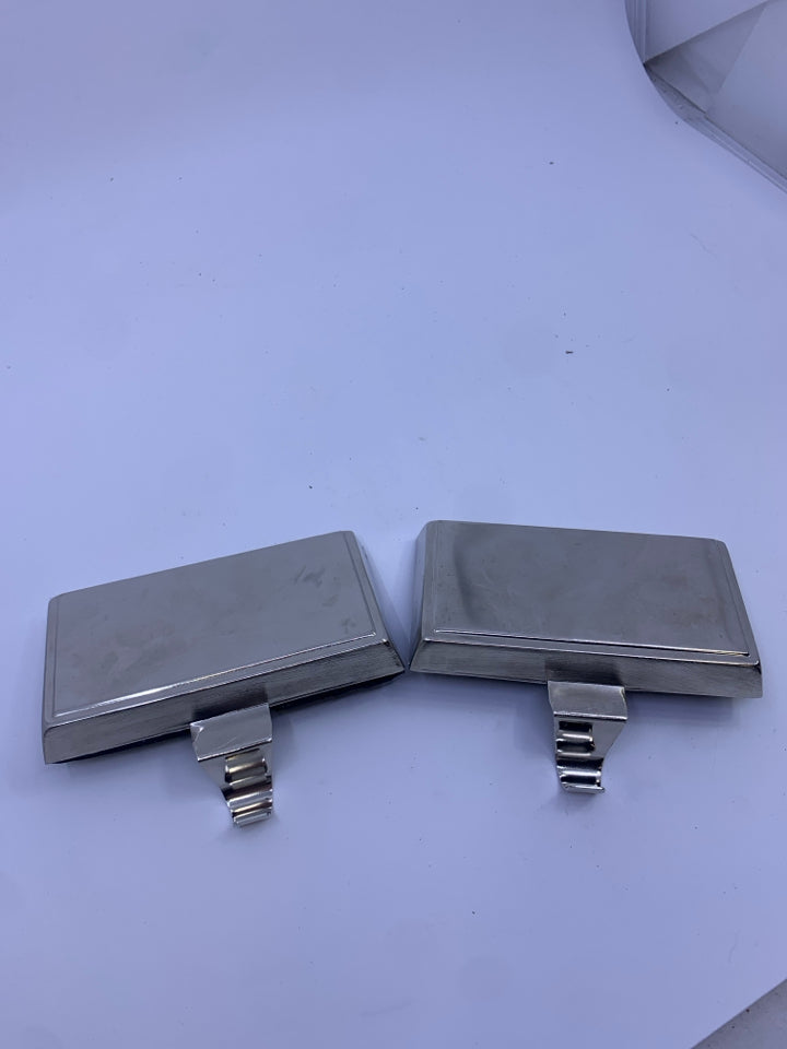 2 SILVER STOCKING HOLDERS.