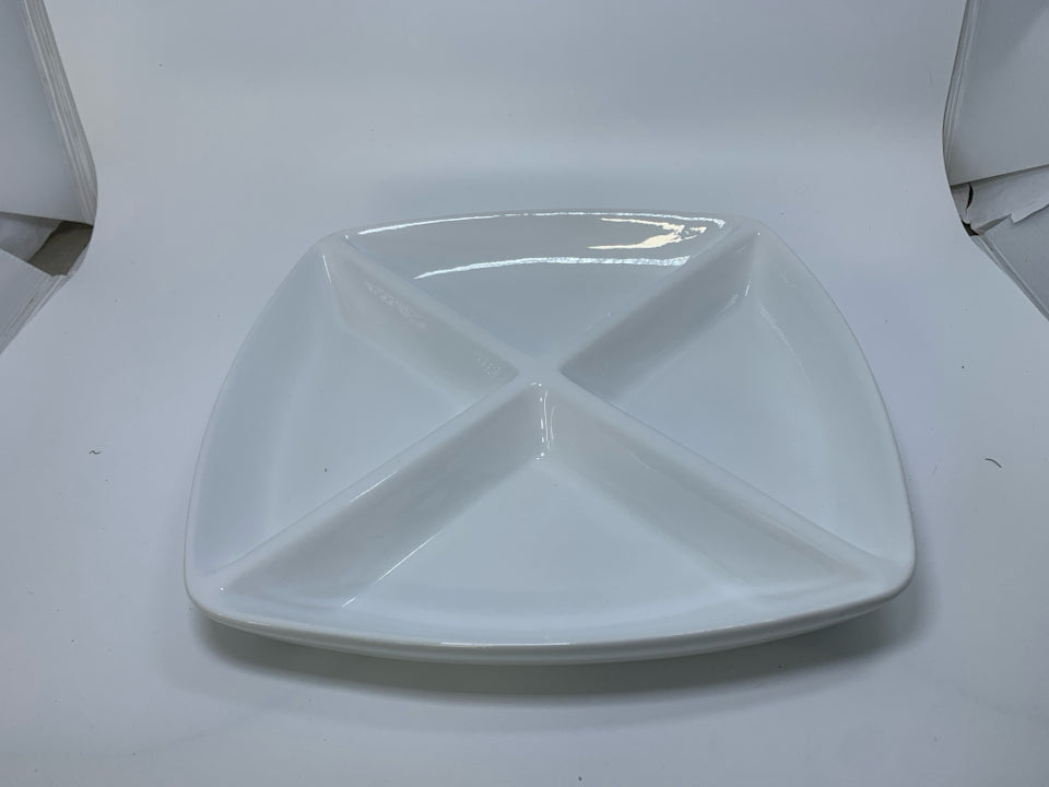 SQUARE 4 DIVIDED PORCELAIN SERVING PLATE.