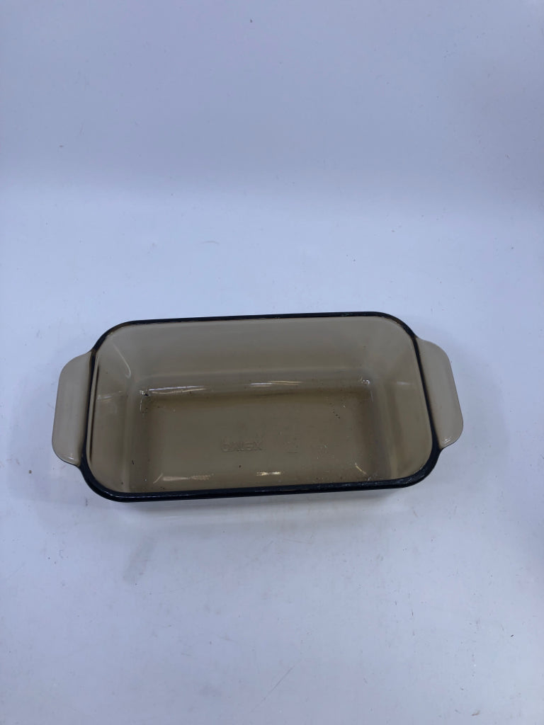 BROWN PYREX LOAF PAN.
