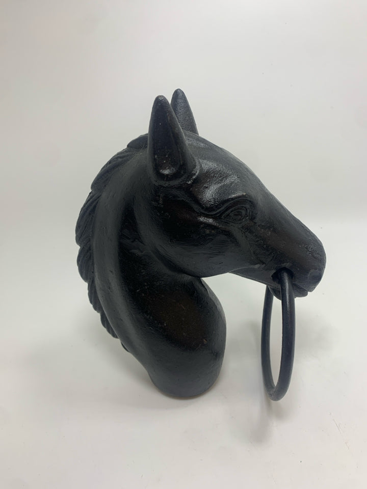 HEAVY METAL HORSE HEAD HITCHING POST TOPPER.