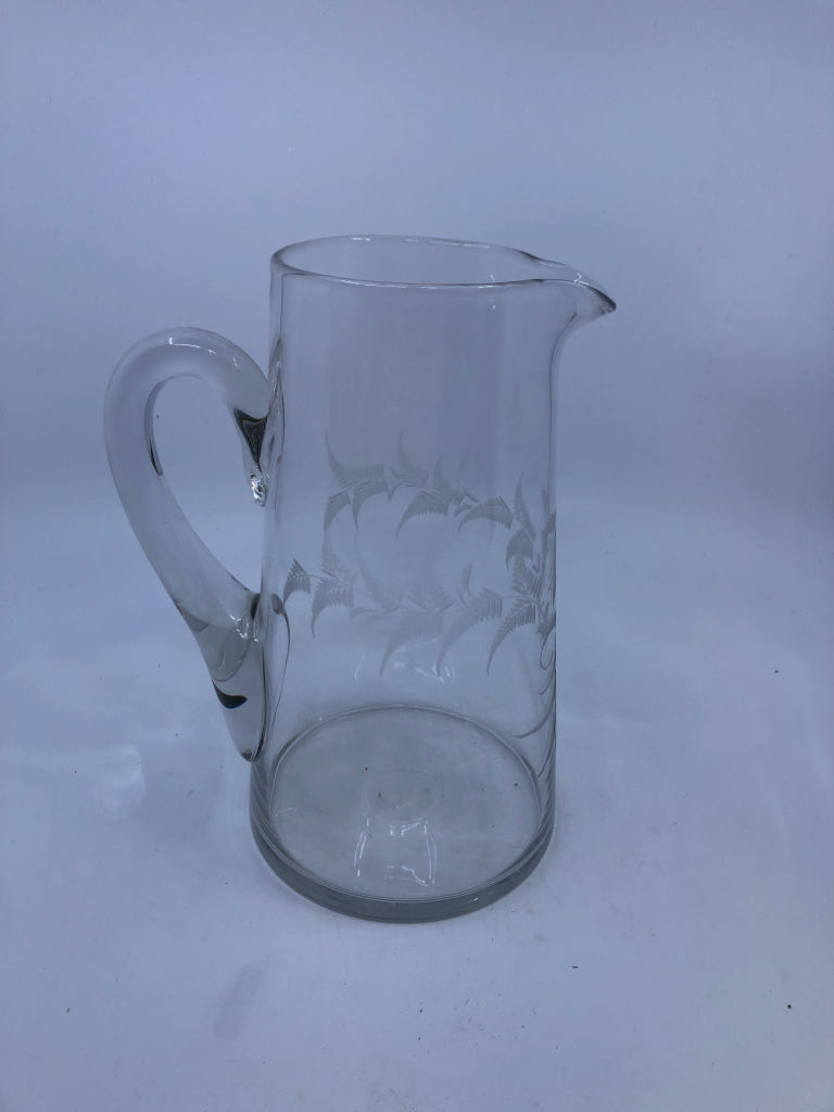 VTG ETCHED FERN LEAVES PITCHER.