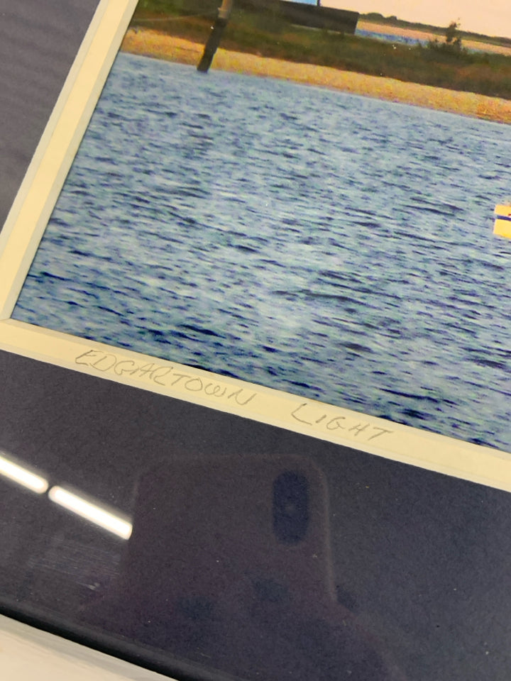 FRAMED EDGARTOWN LIGHTHOUSE PRINT.