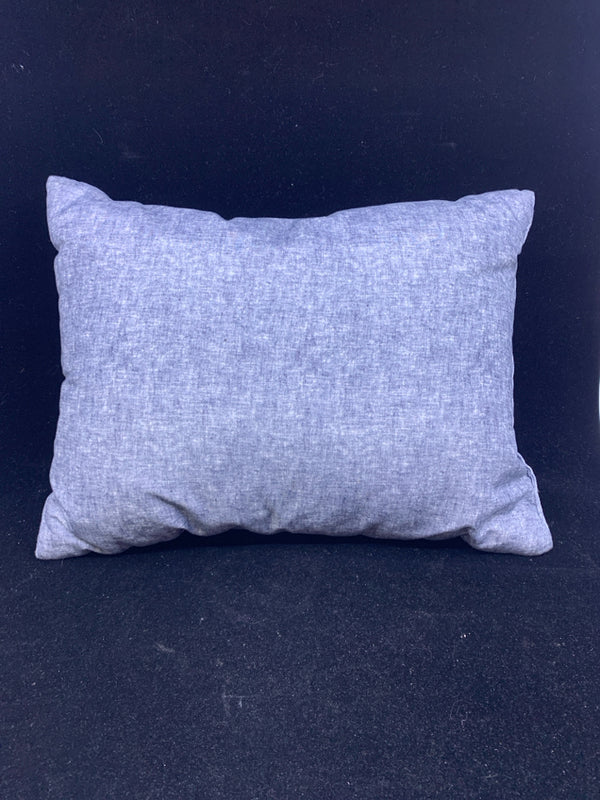 SMALL GREY AND WHITE STRIPED PILLOW.