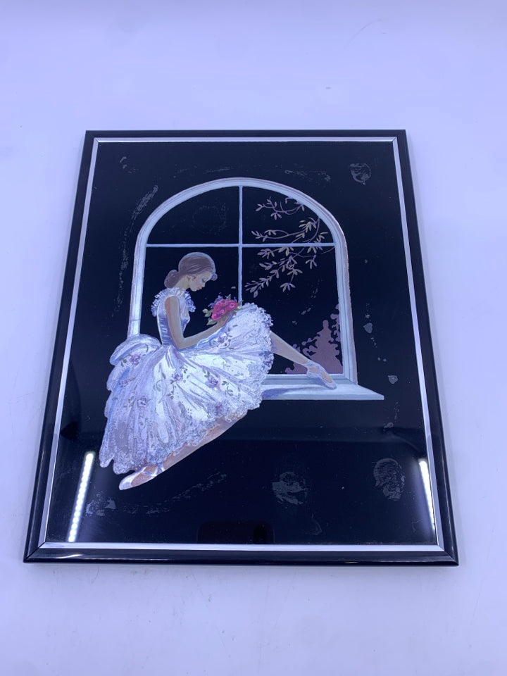 SITTING BALLERINA PHOTO, FRAMED PRINT.