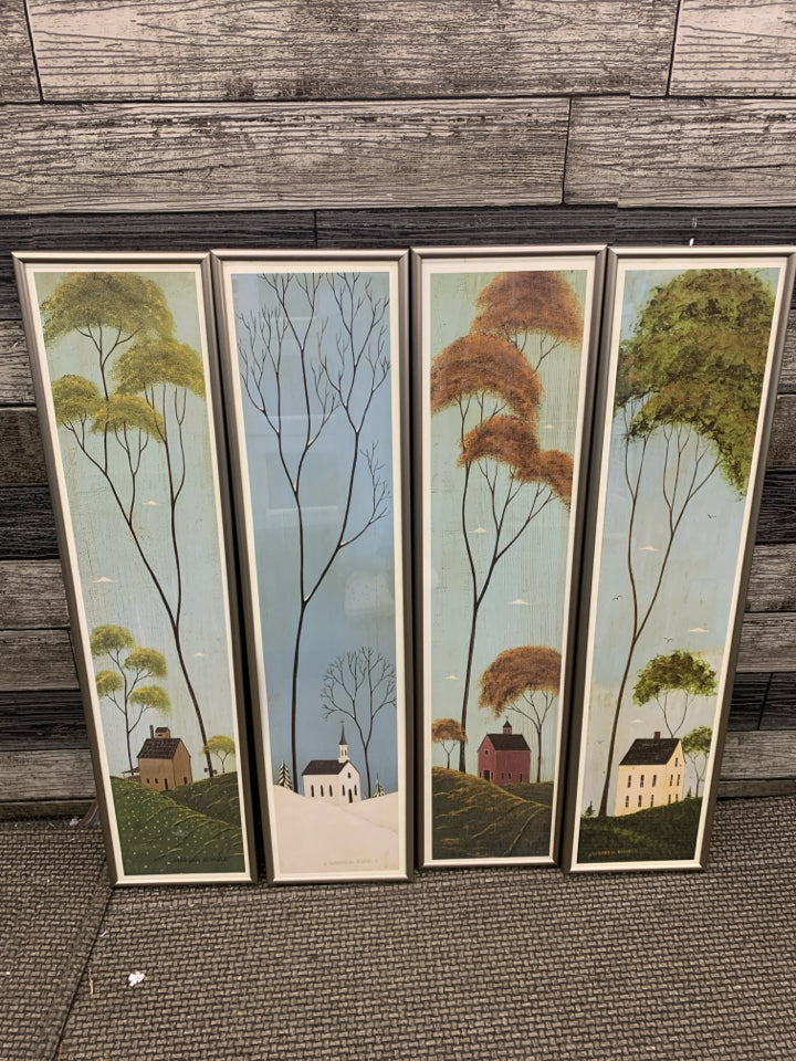 4PC WARREN KIMBALL SEASONS IN A SILVER FRAME WALL ART.