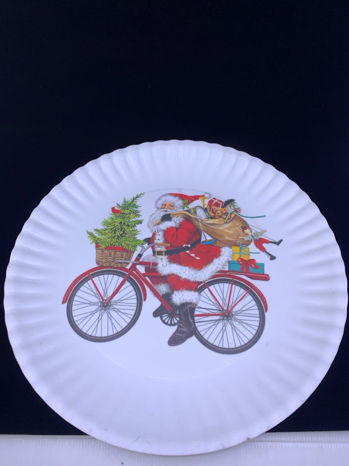 SANTA ON BIKE MELAMINE PLATTER.