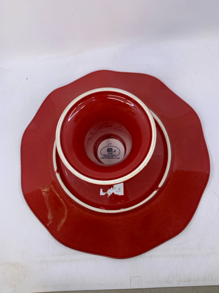 RED CERAMIC W/ WAVY EDGE.