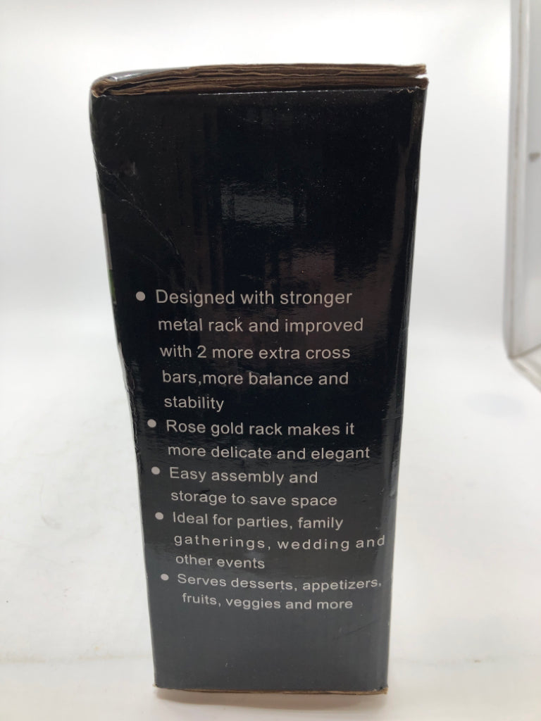 NIB 3 TIER ROSE GOLD RECTANGULAR SERVING PLATTER.