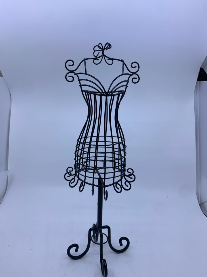 BLACK METAL DRESS JEWELRY HOLDER.