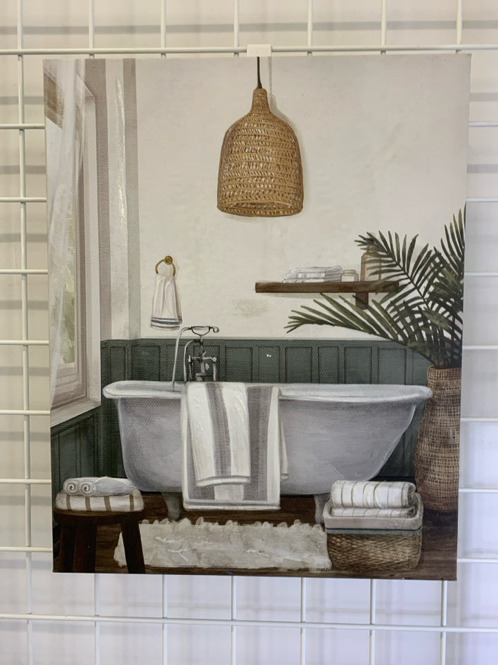 BOHO BATHTUB PAINTING ON CANVAS.