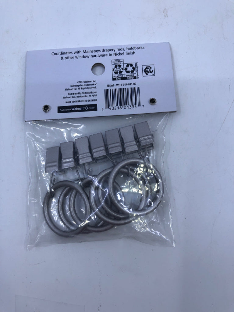 NIP MAINSTAYS CURTAIN CLIP RINGS.