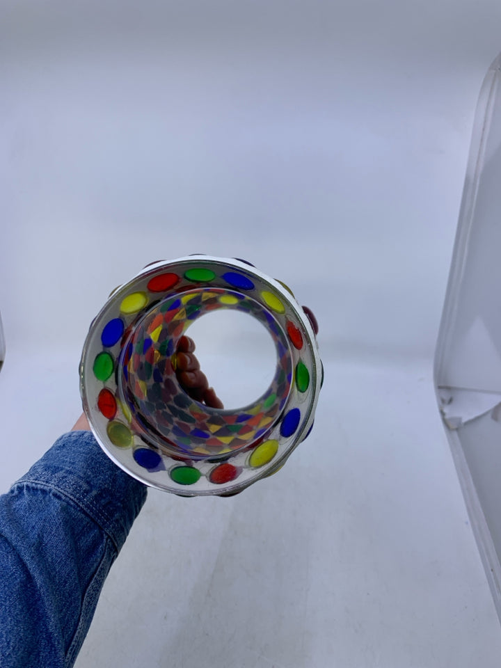 COLORFUL MOSAIC CANDLE COVER.