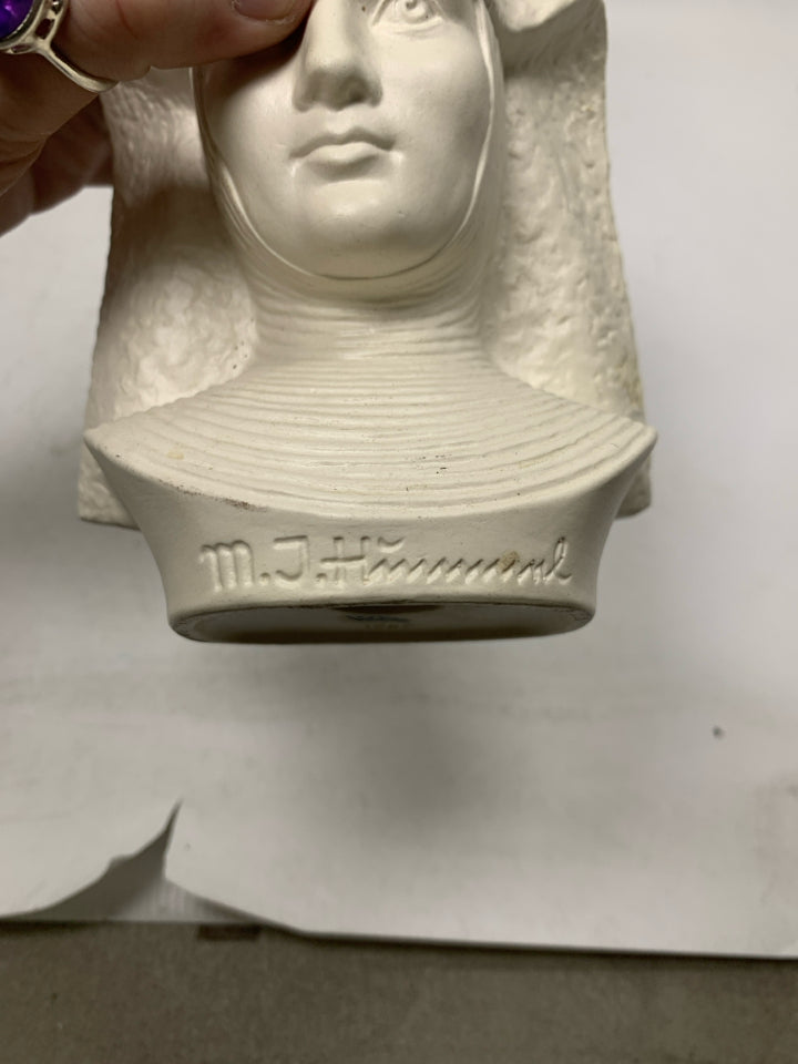 NUN BUST FIGURINE SIGNED KROBEK 1967.