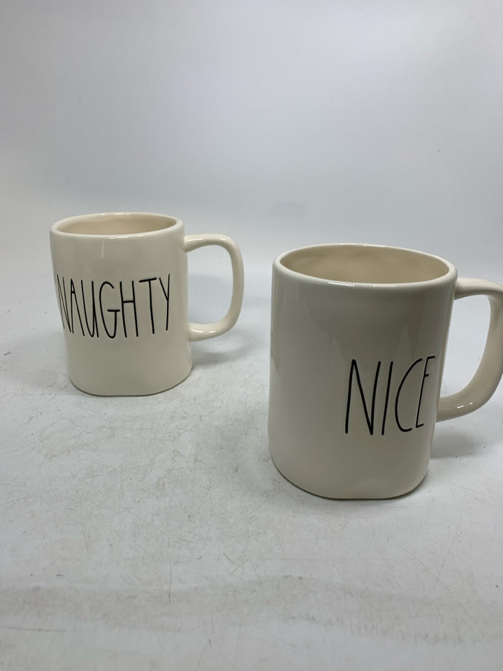 2 RAE DUNN NAUGHTY/NICE MUGS.