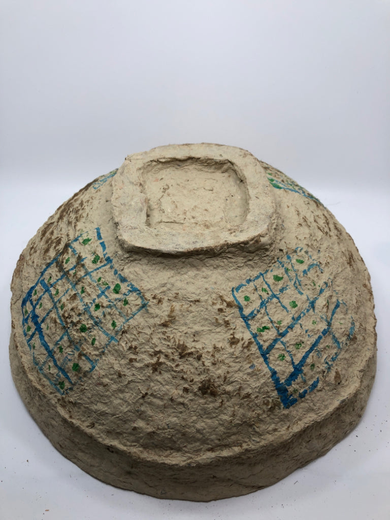 LARGE PAPER MACHE DECORATIVE BOWL.