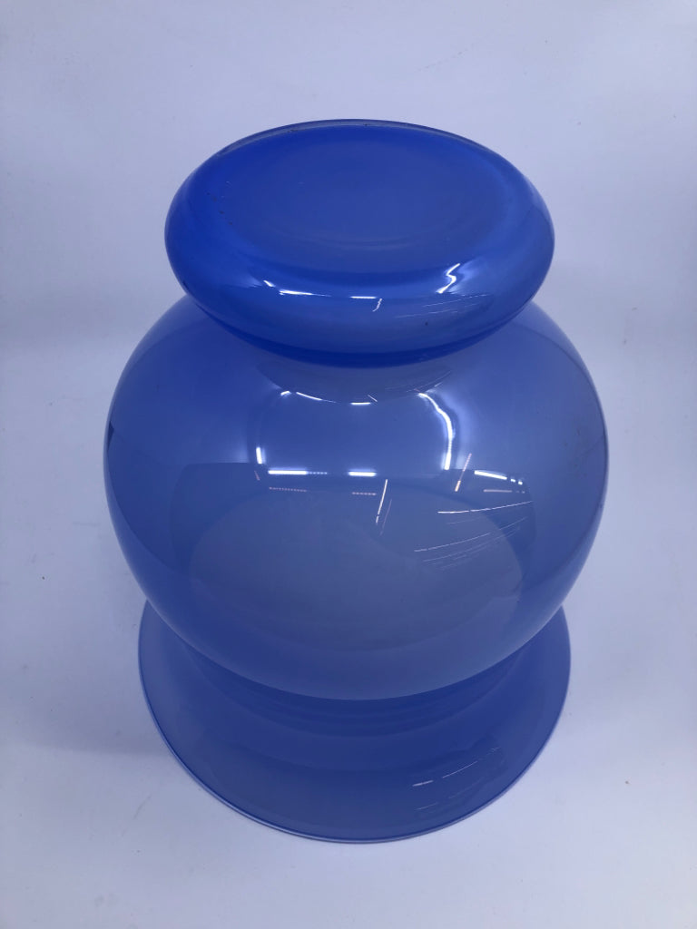LARGE LIGHT BLUE GLASS VASE.