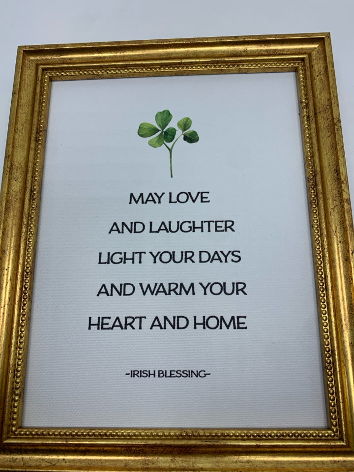 MAY LOVE AND LAUGHTER LIGHT YOUR DAYS IRISH BLESSING WALL-ART.