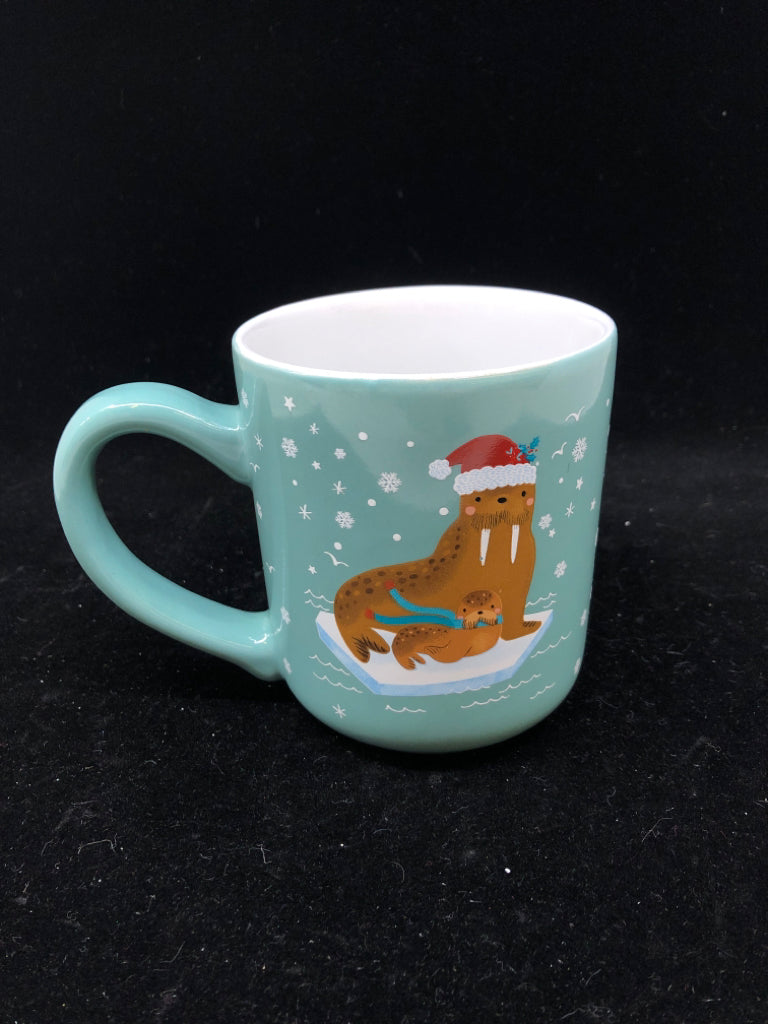 TEAL WALRUS MUG.