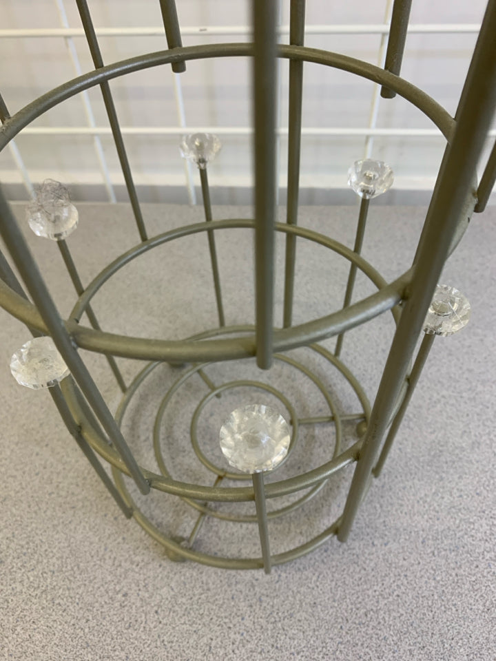 GREY METAL TOILET PAPER HOLDER W/CLEAR JEMS.
