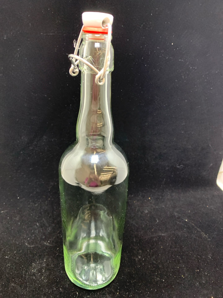 GLASS BOTTLE W/LOCKING STOPPER.