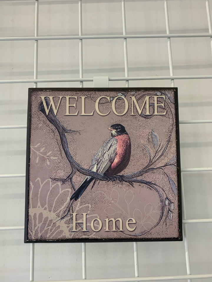 WELCOME HOME DARK BIRD WALL HANGING.