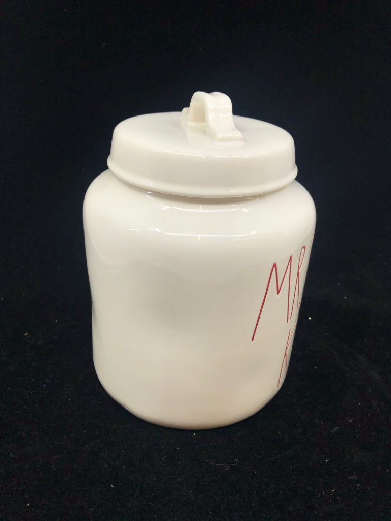 RAE DUNN MRS CLAUS KITCHEN CANISTER.