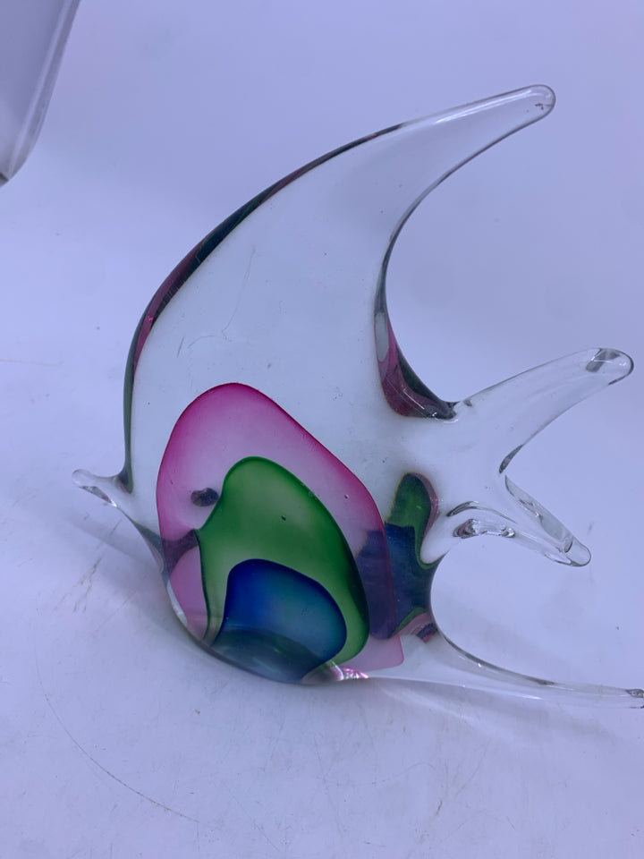 HEAVY GLASS FISH PINK/GREEN/BLUE.