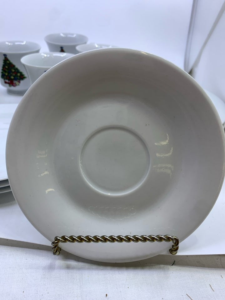 16 PC CHRISTMAS TREE WHITE DINNER SET.