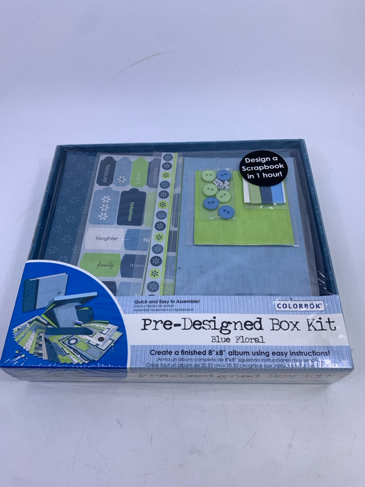 NIB PRE-DESIGNED BOX KIT-BLUE FLORAL.