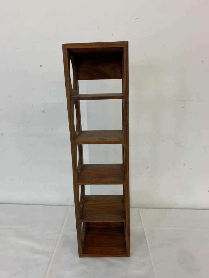 DARK WOOD RECTANGLE WINE RACK.