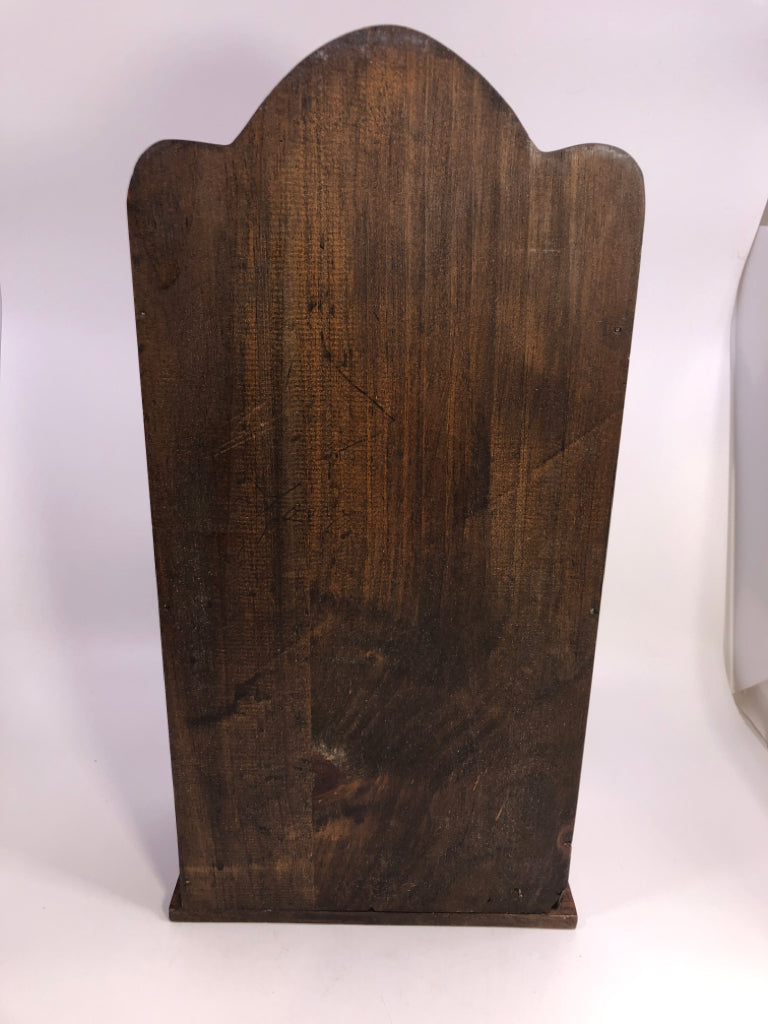 RUSTIC DARK BROWN SHELF W/DRAWER.